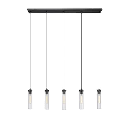 Z-Lite Beau Linear Chandelier, 5-Light, 4.75 In.W x 42 In.L x 12.75 In.H, Matte Black/Clear 740P-5L-MB